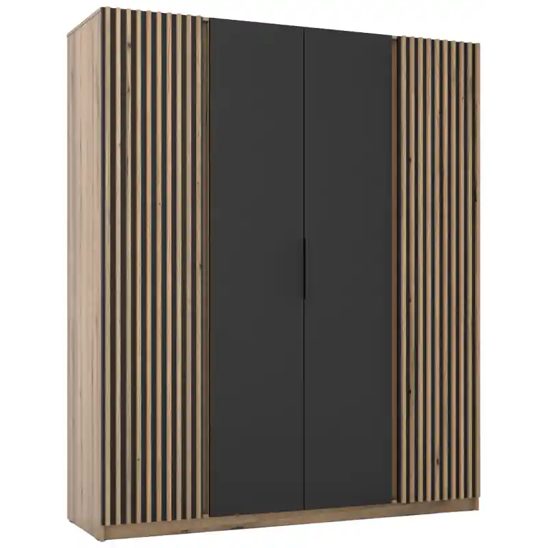Oferta limitowana Szafa Maja z lamelami czarny / dąb evoke 200cm